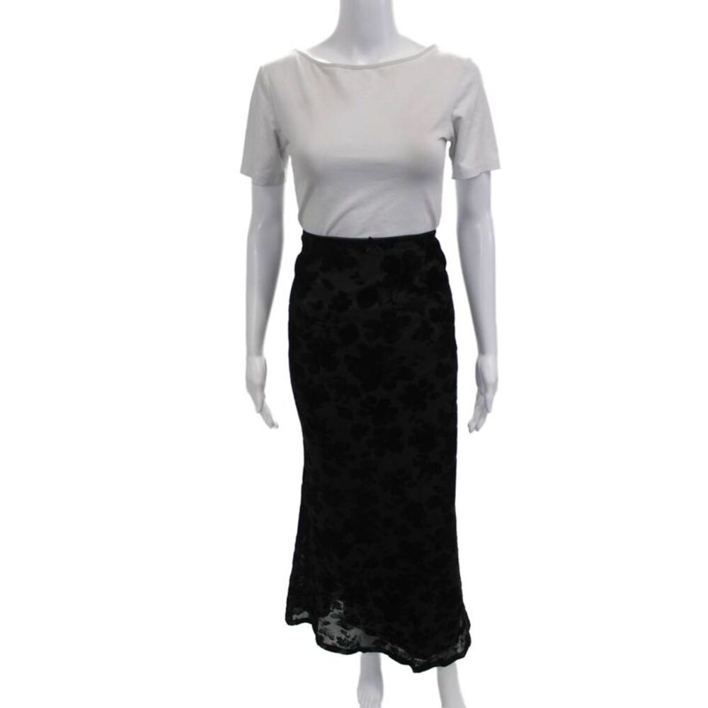 NIA Women Maxi Straight Pencil Floral Black Skirt Size S